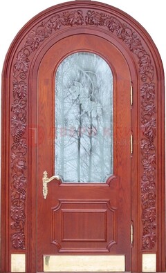Толстая металлическая арочная дверь со стеклом ДА-20 в Ростове-На-Дону