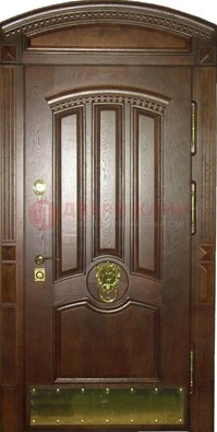 Хорошая стальная арочная дверь с декоративным элементом ДА-23 в Ростове-На-Дону
