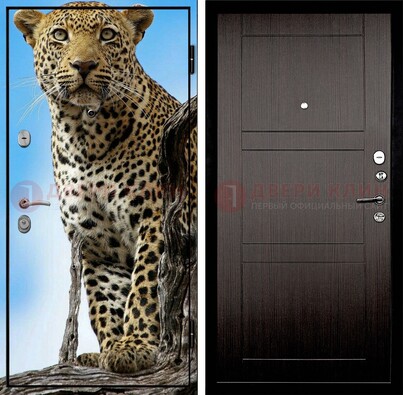 Железная дверь с рисунком гепарда снаружи ДФ-27 в Ростове-На-Дону