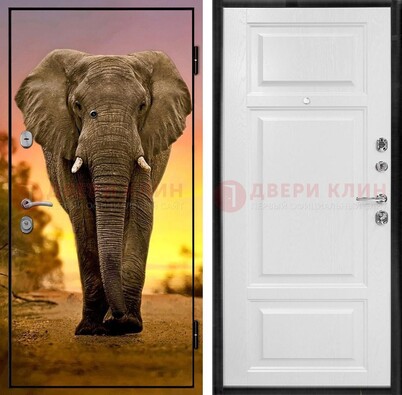 Металлическая дверь с фотопечатью слона ДФ-30 в Ростове-На-Дону