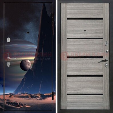 Стальная дверь с фотопечатью космоса ДФ-49 в Ростове-На-Дону