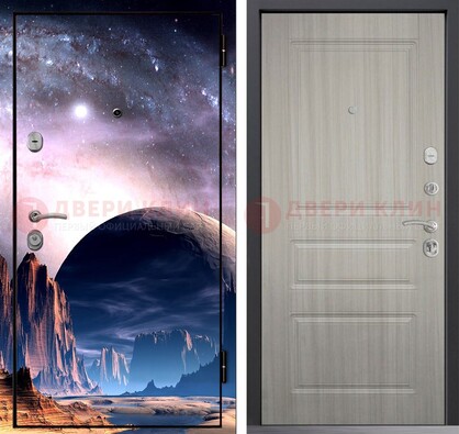 Железная дверь с фотопечатью космоса и планеты ДФ-50 в Ростове-На-Дону