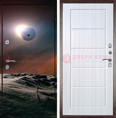 Стальная дверь с фотопечатью планет ДФ-8 в Ростове-На-Дону