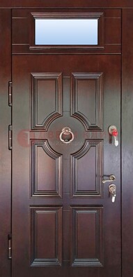 Стальная дверь с фрамугой в классическом стиле ДФГ-18 в Ростове-На-Дону