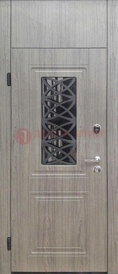 Металлическая дверь Винорит стекло и ковка с фрамугой ДФГ-33 в Ростове-На-Дону