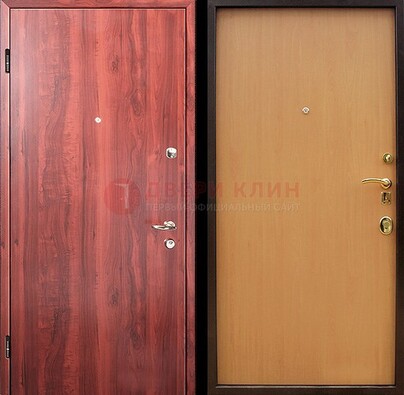Красная железная дверь с ламинатом ДЛ-3 в Ростове-На-Дону