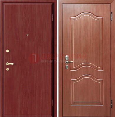 Красная металлическая дверь с ламинатом МДФ внутри ДЛ-8 в Ростове-На-Дону