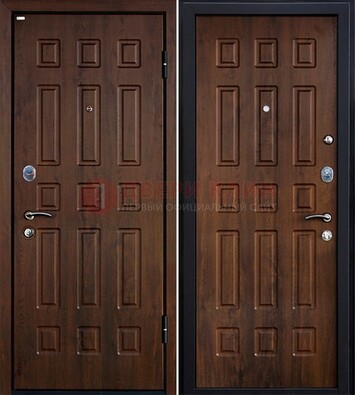 Коричневая металлическая дверь с МДФ ДМ-156 для квартиры в Ростове-На-Дону
