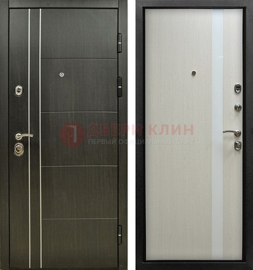 Морозостойкая темная металлическая дверь с МДФ ДМ-164 в Ростове-На-Дону