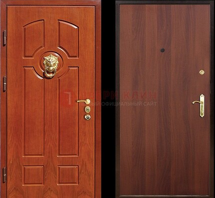 Оранжевая стальная дверь с МДФ ламинат внутри ДМ-18 в квартиру в Ростове-На-Дону