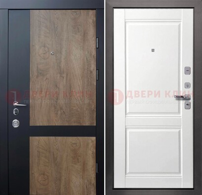Черно-коричневая входная дверь с терморазрывом и МДФ ДМ-192 в Ростове-На-Дону