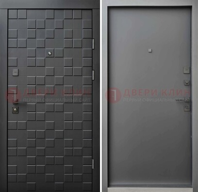 Темная стальная филенчатая дверь с МДФ ДМ-221 в Ростове-На-Дону