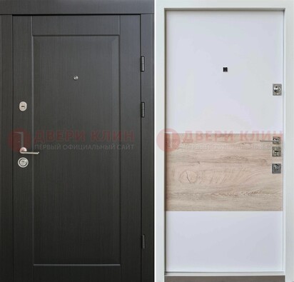 Черная металлическая дверь с белой МДФ внутри ДМ-230 в Ростове-На-Дону