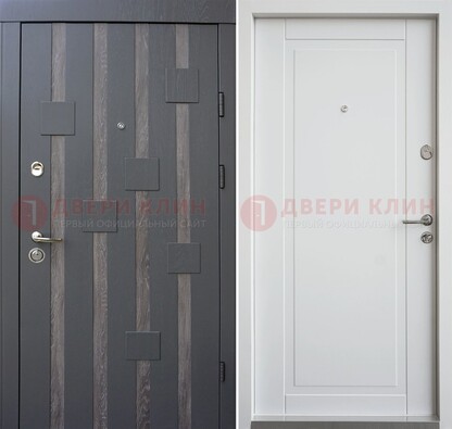 Темная металлическая дверь c белом МДФ внутри ДМ-231 в Ростове-На-Дону