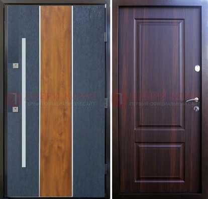 Современная входная дверь и с коричневой МДФ внутри ДМ-236 в Ростове-На-Дону