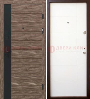 Коричневая входная дверь с черной вставкой МДФ ДМ-239 в Ростове-На-Дону