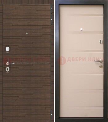 Коричневая  железная дверь c фрезерованной МДФ ДМ-248 в Ростове-На-Дону