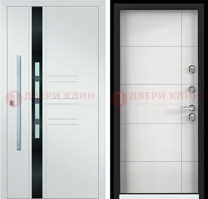 Металлическая дверь в белом цвете с МДФ ДМ-323 в Ростове-На-Дону
