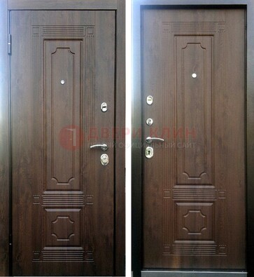 Коричневая металлическая дверь с МДФ ДМ-32 на дачу в Ростове-На-Дону
