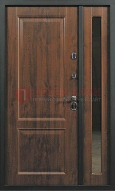 Темная железная дверь с панелью МДФ с зеркалом ДМ-338 в Ростове-На-Дону