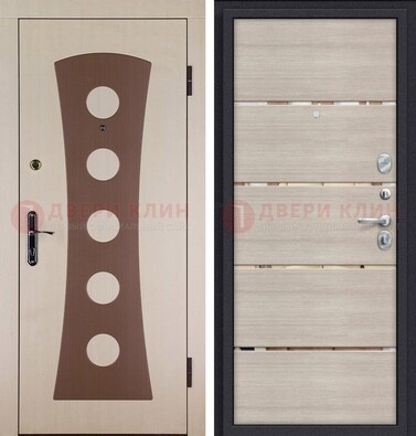 Светлая металлическая дверь с МДФ в квартиру ДМ-365 в Ростове-На-Дону
