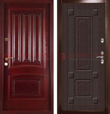 Красная стальная дверь с филенчатой МДФ ДМ-398 в Ростове-На-Дону