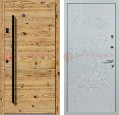 Металлическая дверь с МДФ в светлом цвете ДМ-412 в Ростове-На-Дону