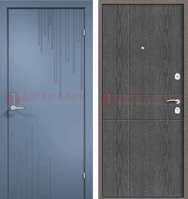 Синяя металлическая дверь МДФ в квартиру ДМ-434 в Ростове-На-Дону
