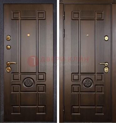 Квартирная коричневая железная дверь с МДФ ДМ-45 в Ростове-На-Дону