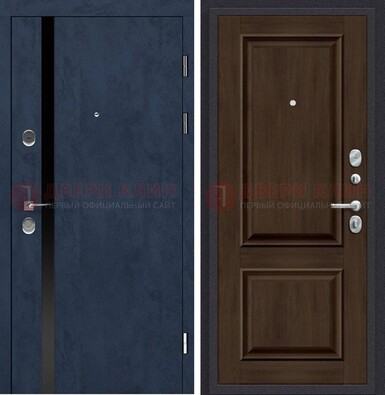 Синяя входная дверь МДФ с обеих сторон ДМ-473 в Ростове-На-Дону
