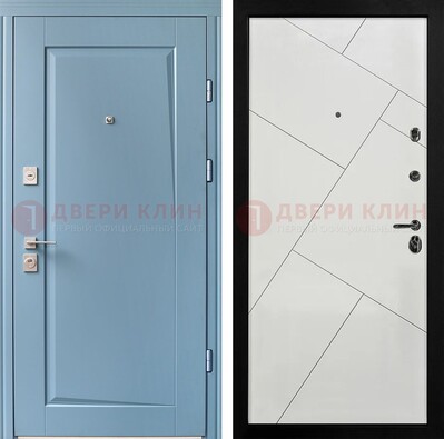 Синяя железная дверь с МДФ панелями ДМ-491 в Ростове-На-Дону