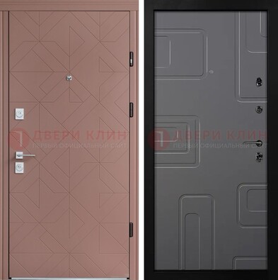 Красная стальная дверь в квартиру с МДФ хайтек ДМ-493 в Ростове-На-Дону