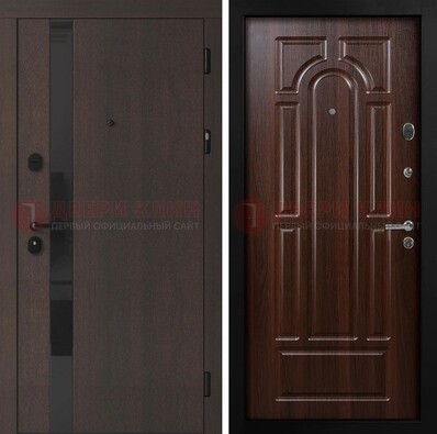 Темная входная дверь с МДФ панелями в квартиру ДМ-499 в Ростове-На-Дону