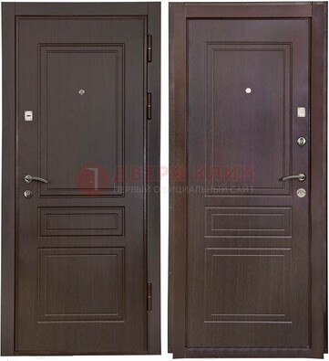 Антивандальная коричневая железная дверь с МДФ ДМ-61 в Ростове-На-Дону