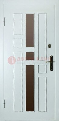 Белая стальная дверь с МДФ и декоративными вставками ДМ-62 в Ростове-На-Дону