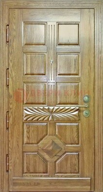 Светлая стальная дверь с массивом дуба и узором ДМД-63 в Ростове-На-Дону