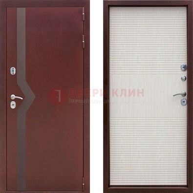 Бордовая металлическая дверь с порошковым напылением ДП-100 в Ростове-На-Дону