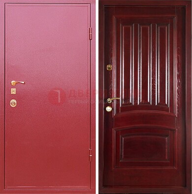 Красная металлическая дверь с порошковым напылением ДП-165 в Ростове-На-Дону
