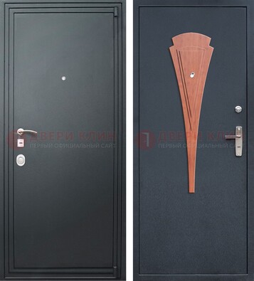 Черная железная дверь с порошковым покрытием и накладкой МДФ внутри ДП-245 в Ростове-На-Дону