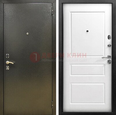 Входная дверь Темное серебро с порошковым напылением и белой МДФ ДП-272 в Ростове-На-Дону