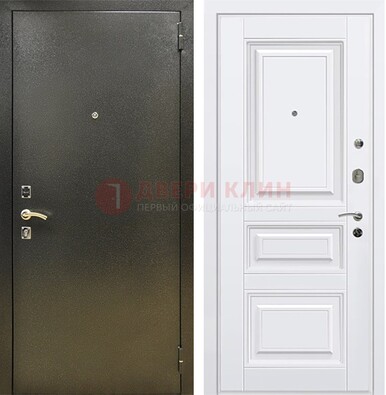 Железная темно-серая дверь с порошковым напылением и белой МДФ ДП-274 в Ростове-На-Дону