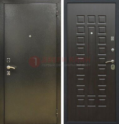 Темно-серая железная дверь с порошковым покрытием и МДФ Венге ДП-287 в Ростове-На-Дону