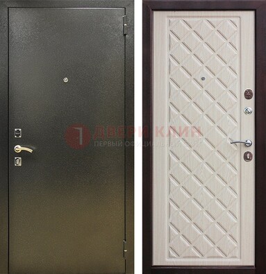 Темно-серая железная дверь с порошковым покрытием и филенчатой МДФ ДП-289 в Ростове-На-Дону