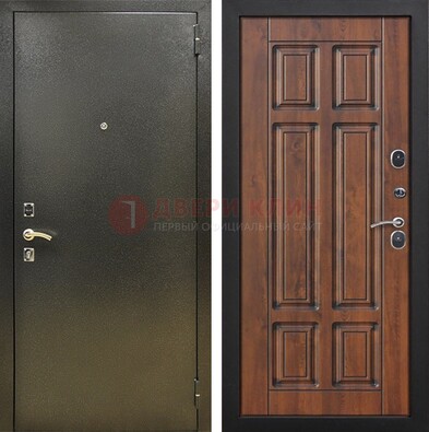 Металлическая входная темная дверь с порошковым напылением и МДФ ДП-299 в Ростове-На-Дону