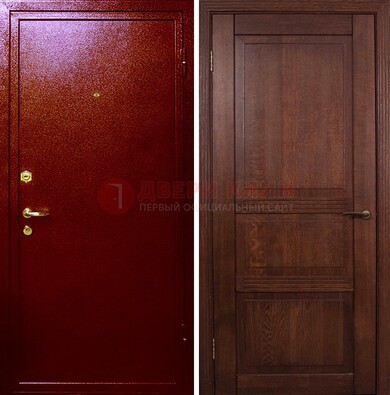 Красная железная дверь с порошковым окрасом ДП-58 в Ростове-На-Дону
