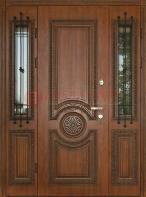 Парадная распашная стальная дверь Винорит со стеклом ДПР-106 в Ростове-На-Дону