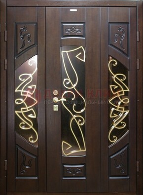 Парадная дверь со стеклом и ковкой ДПР-1 в каркасный дом в Ростове-На-Дону
