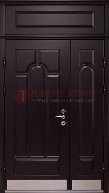 Парадная дверь с металлическими вставками ДПР-47 и фрамугой в Ростове-На-Дону