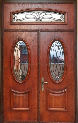 Двупольная парадная дверь с овальными стеклянными вставками ДПР-63 в Ростове-На-Дону