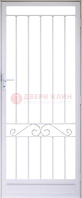 Белая стальная решетчатая дверь с волютами ДР-30 в Ростове-На-Дону
